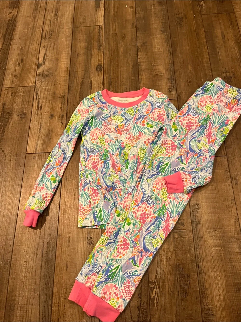 Lilly Pulitzer Girls Tropical Floral Pajama Set in Pink, Blue, Green